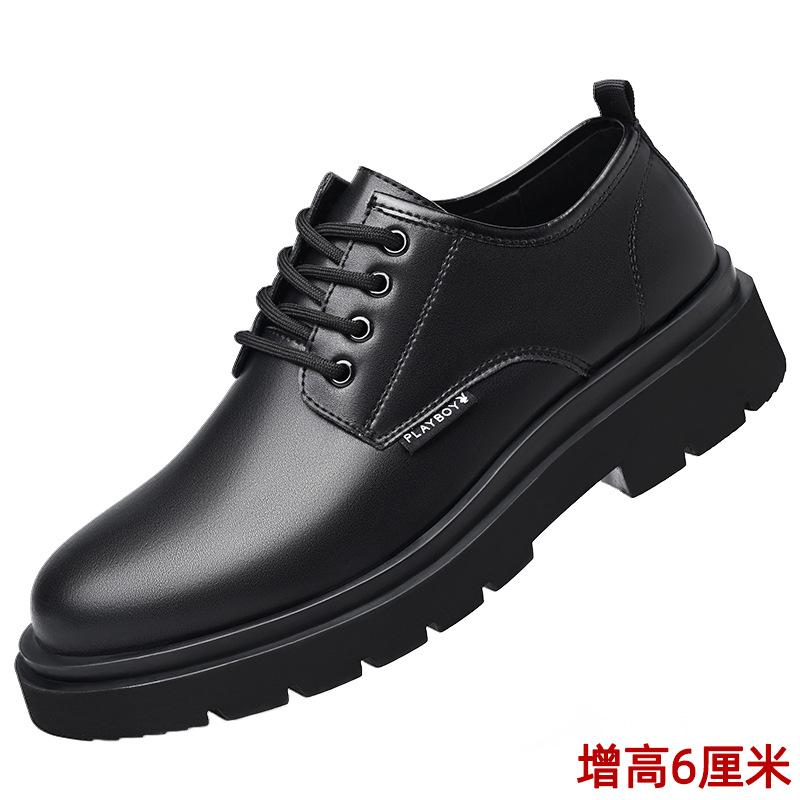 

Men s leather shoes men s shoes new casual business dress British style heightening suit leather shoes spring platform Martin shoes 44