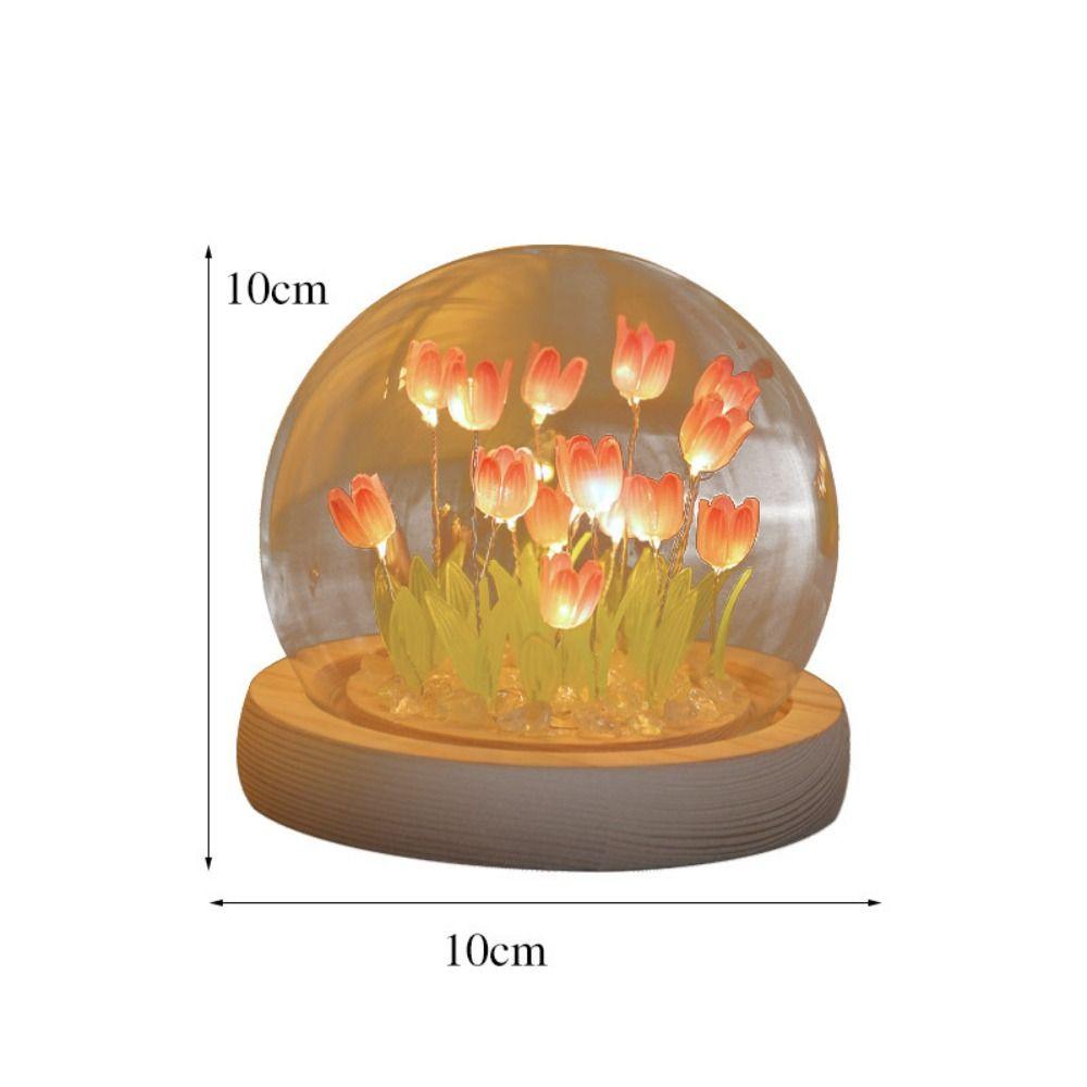 Multicolor Tulip Night Light Glass Plastic Luminous Table Lamp Valentine's Day Gift