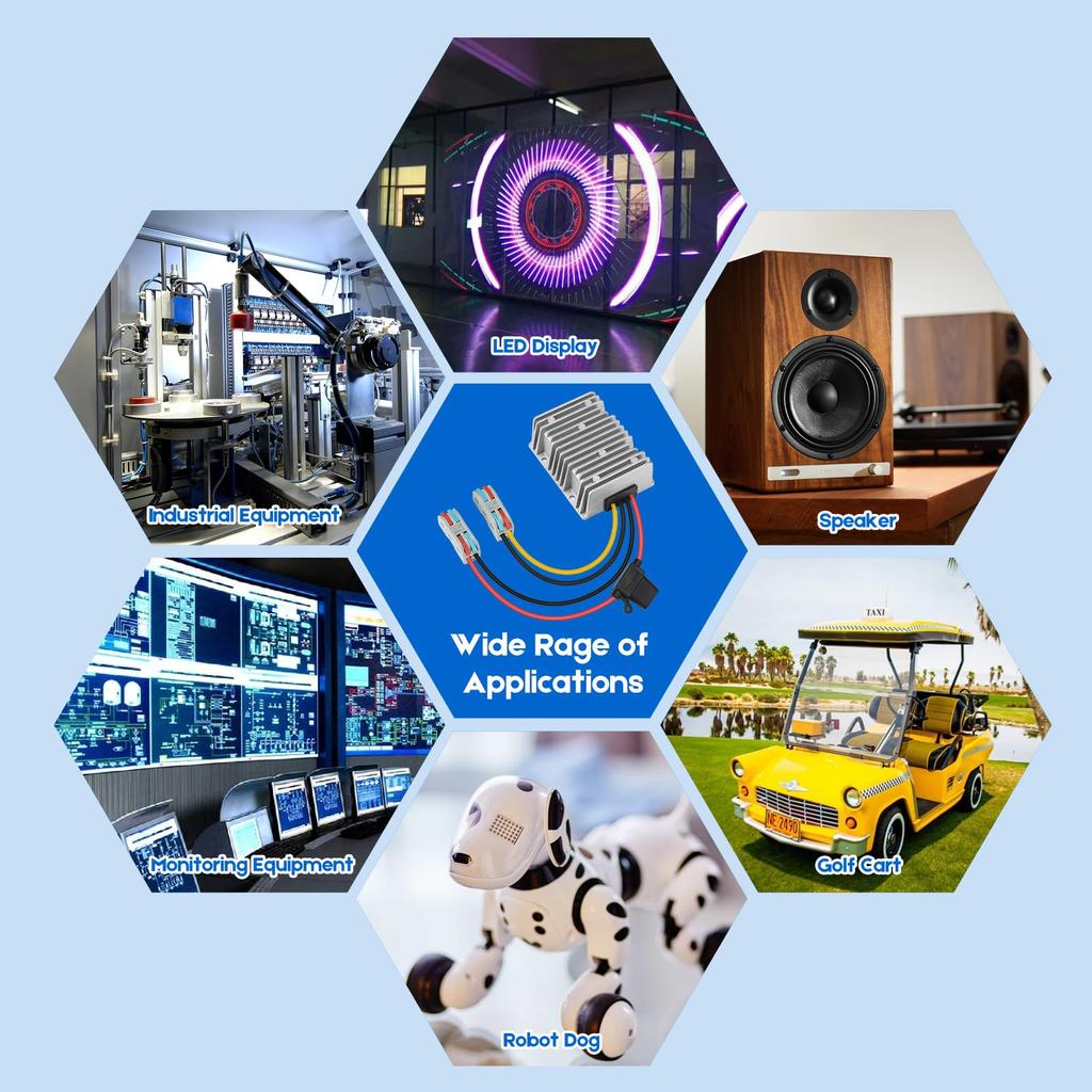 Boost To 480W High with Fuse Power Supply for Golf and LED Light Bars DC-DC Converter, 10-32V 24V, 20A, Output, Protection, High-Efficiency Step-Up