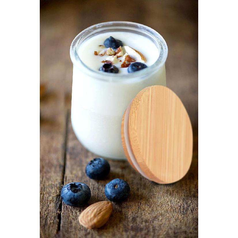 Oui Yogurt Jar Lids, Oui Yogurt Bamboo Jar Lids Set, Wooden Lids for Oui Yogurt Jars, Oui Yogurt Jars Lids with Silicone Sealing Rings, Cookie Glass