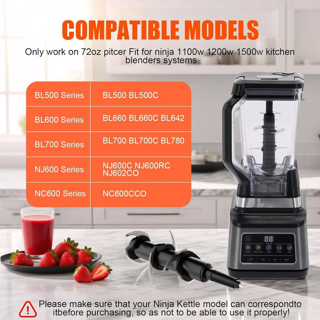 6-Blade Replacement for Ninja Blender 72oz Pitcher, Compatible with Ninja 1100W 1200W 1500W, BL500 BL610 BL642 BL660 BL681A BL682 BL700 BL770 BL780...