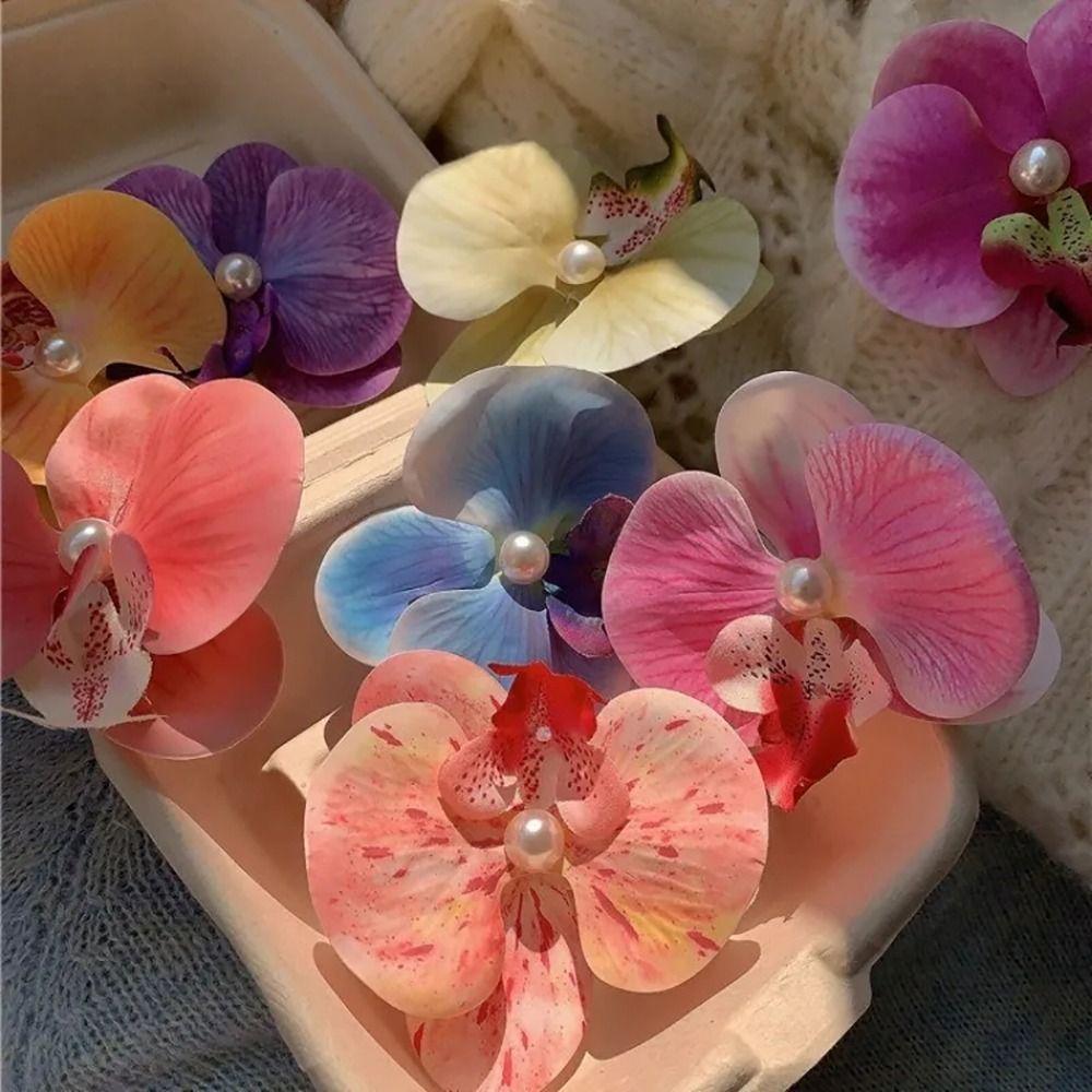 1Pcs Phalaenopsis Pearl Hair Clip Orchid Hair Clip Duckbill Clip Hair Styling Tools Bow Flower Hair Clips Hair Accessories