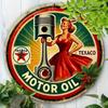 Retro Round Texaco Gas Metal Sign Vintage Aluminum Garage Wall Decor Weatherproof For Man Cave Bar
