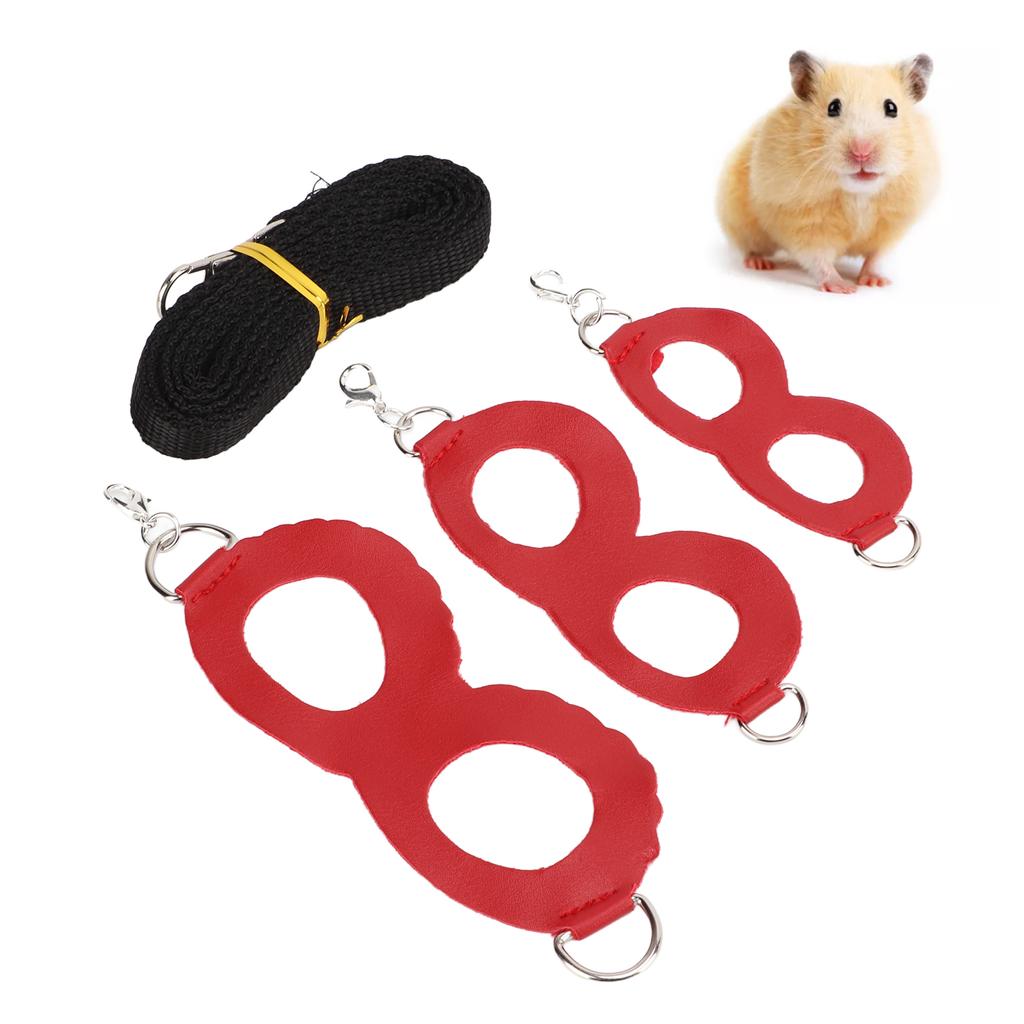 Hamster Harness Little Pet Walking Artificial Leather Leash Rope for Hamster Honey Gliders Rats