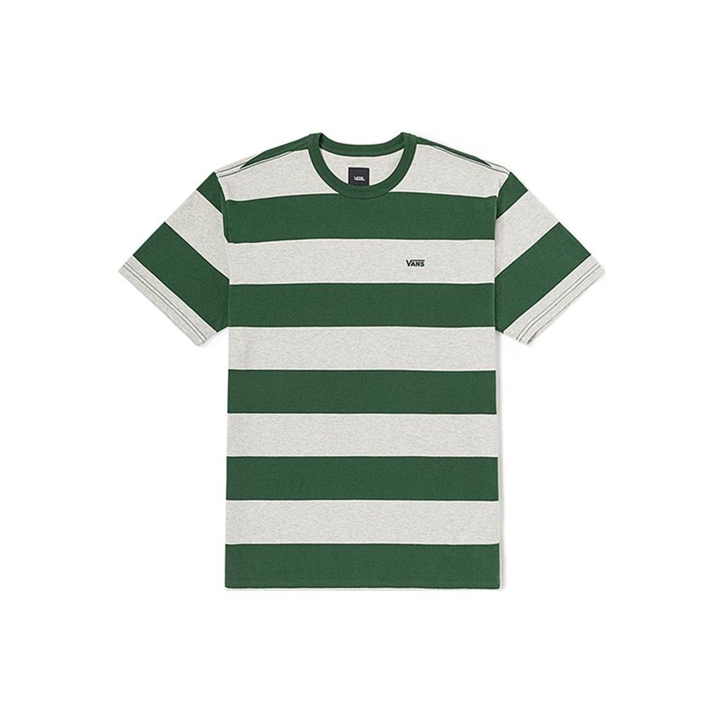 Vans Logo Striped Crew Neck T-Shirt Unisex Tops Dark-Green VN000061CAW