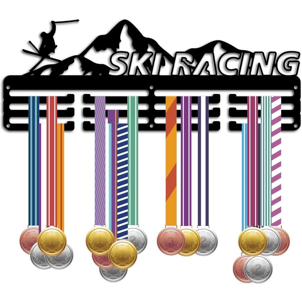 Metal Medal Holder Rack Wall Mounted Black Holds Over 60 Medals for Dancer Runner Ballet Swimmer 15.7 x 6 Inch