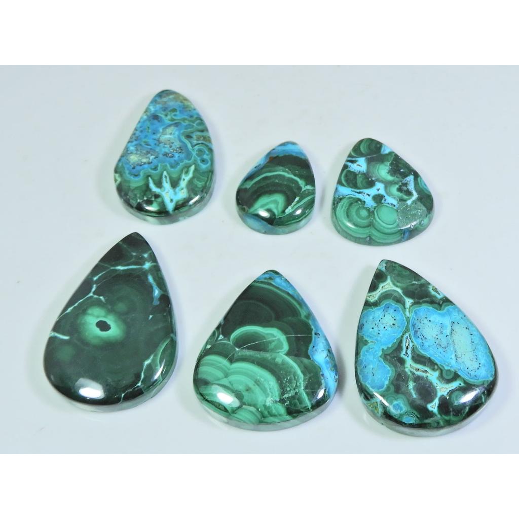 16X22-23X36MM Crisocolă Naturală Malahit Cabochon Păr Gemă Lot 6 Buc C-80