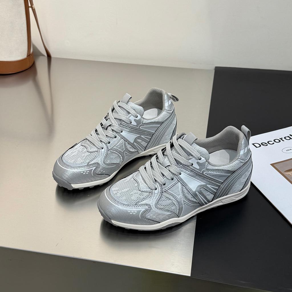 Empfohlene trendige und leicht zu tragende~ Leder-Mesh-Innenhöhe erhöhend deutsche Trainingsschuhe Damen atmungsaktiv vielseitig superweich Ballett Sport ein