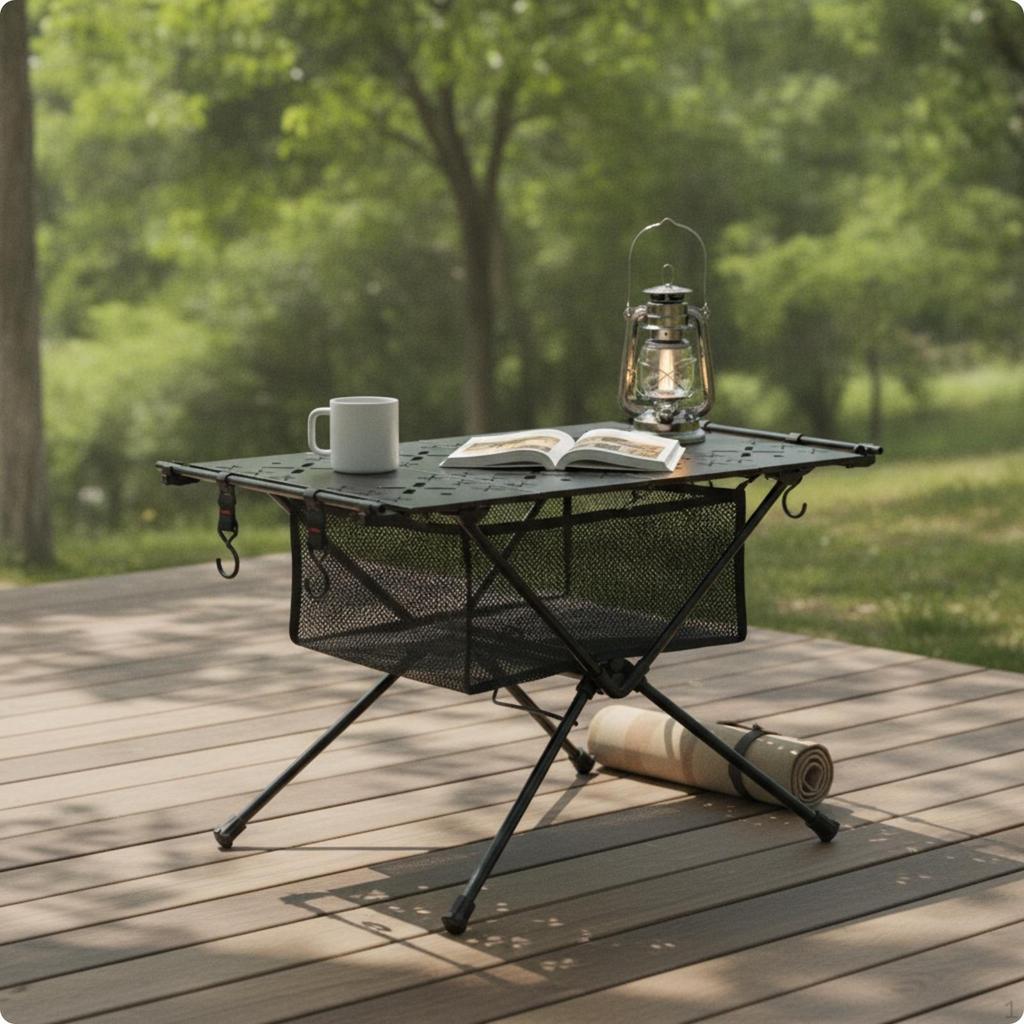 Camping Table with Hooks AllAluminum Folding Lightweight Furniture for Backpackers,