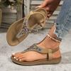 Fashion Women Sandals Fashion Rhinestone Bohemian Sandals Women 2025Summer Clip Toe Flats Beach Sandles Non Slip Elastic Band Woman Shoe