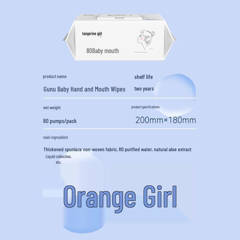 Orange Girl Baby Hand & Mouth Wipes - 80 Pack, Disposable & Thickened, Family Value Size