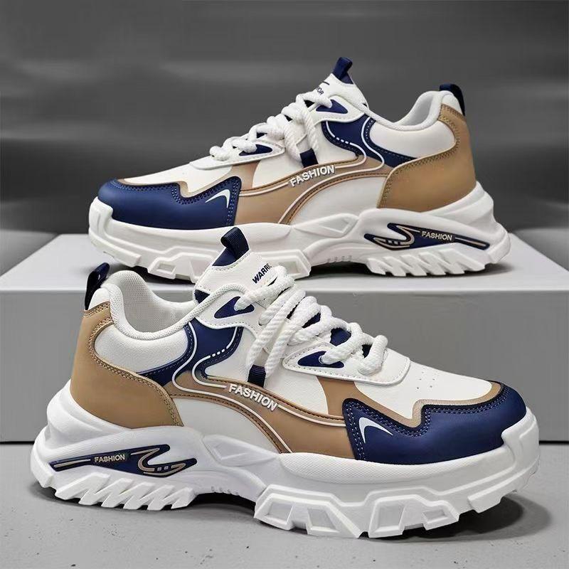 Spring Men s Shoes New Breathable Leather Sneaker Trend All-matching Thick Sole Height-increasing Casual Dad Men 39