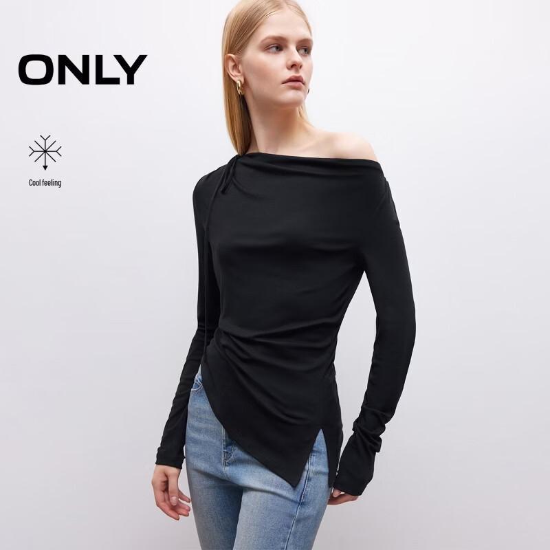 ONLY Women s 2026 Summer Drape Neck Irregular Hem Long Sleeve T-Shirt L