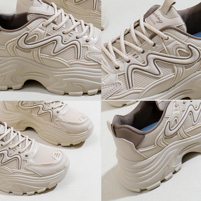 Tênis Robustos de Superfície em Mesh Feminino Outono Novo Respirável Estudante Tênis Aumentar Sapatos Casuais