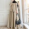 ZANZEA Women Long Sleeve Blouse and Long Skirts Plaid Print Two Piece Suit Sets