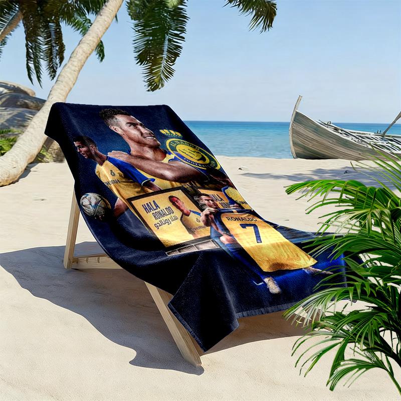Rivalry Field: Messi vs Ronaldo beach towel Beach towel for vacation photos beach Absorbent bath towel Outdoor pool towel seaside