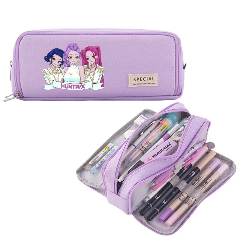 Korean Style Multi-functional Demon Hunter Pencil Case for Students - Three-Layer Oxford Cloth Stationery Box