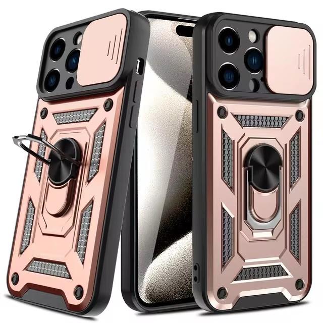 Slide Camera Magnetic Case For iPhone 16 15 Pro Max 13 12 Mini Coque For iPhone 14 11 Pro Mas 15 16 Plus Ring Holder Phone Cover