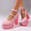 Plus Size Women's Mary Jane High Heels - Spring/Autumn 2026 European & American Fashion, Round Toe, Single Strap.