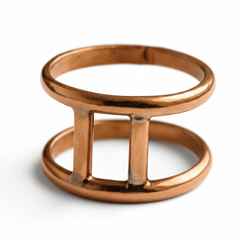 Pure Copper Double Band Ring, Open Bar Statement Ring, Minimalist Everyday Ring, Healing Jewelry