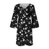 Women's Fashion V-neck Color Large Size Loose Long Large Swing 3/4 Sleeved Dress