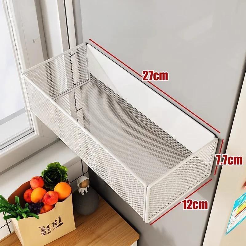 Strong Magnetic Refrigerator Side Hanging Rack, No-Drill Kitchen Gap Storage Basket, Organizer Bin for Seasoning & Small Items
