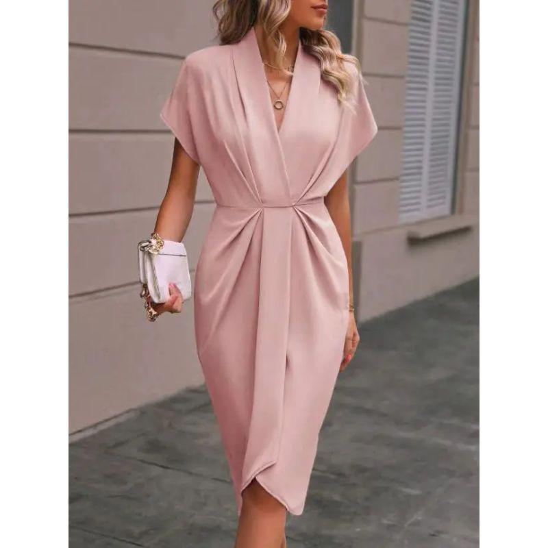 2025 New European and American Summer Spring and Summer Fashion Solid Dress Women Solid Color Dress