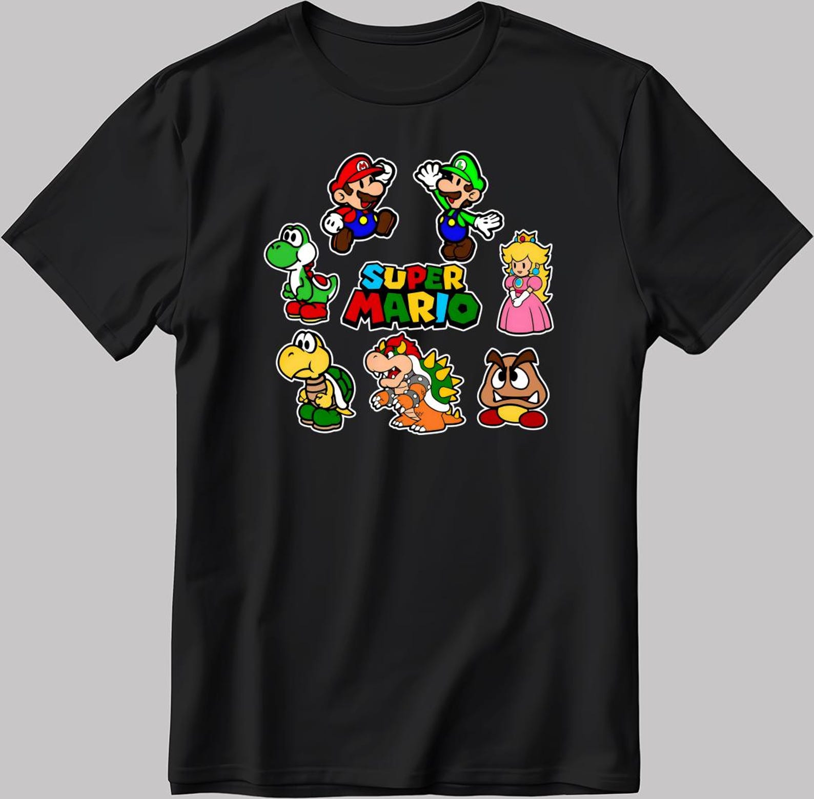 Super Mario Bros. White-Black Men/Women T-Shirt AB200 S