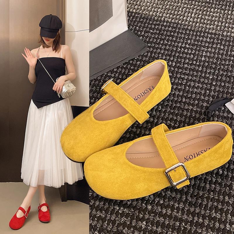 Cute Mary Jane shoes spring gentle suede one-pedal lazy bag head single shoes