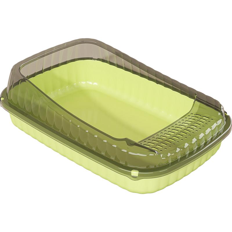

Half-enclosed cat toilet with sand-proof and splash-proof design, open-style kitten feces container, cat supplies, pet items