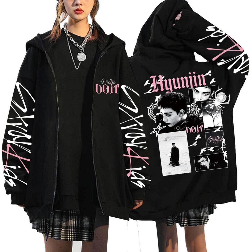 Damen Casual Mode Bedrucktes Langarm-Kapuzensweatshirt mit Reißverschluss