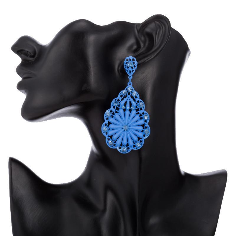 Alloy Elegant Plated Earrings For Women With Geometric Pattern And Rhinestones