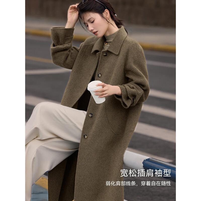 

XWI Women s Elegant Long Double-Faced Wool Coat S