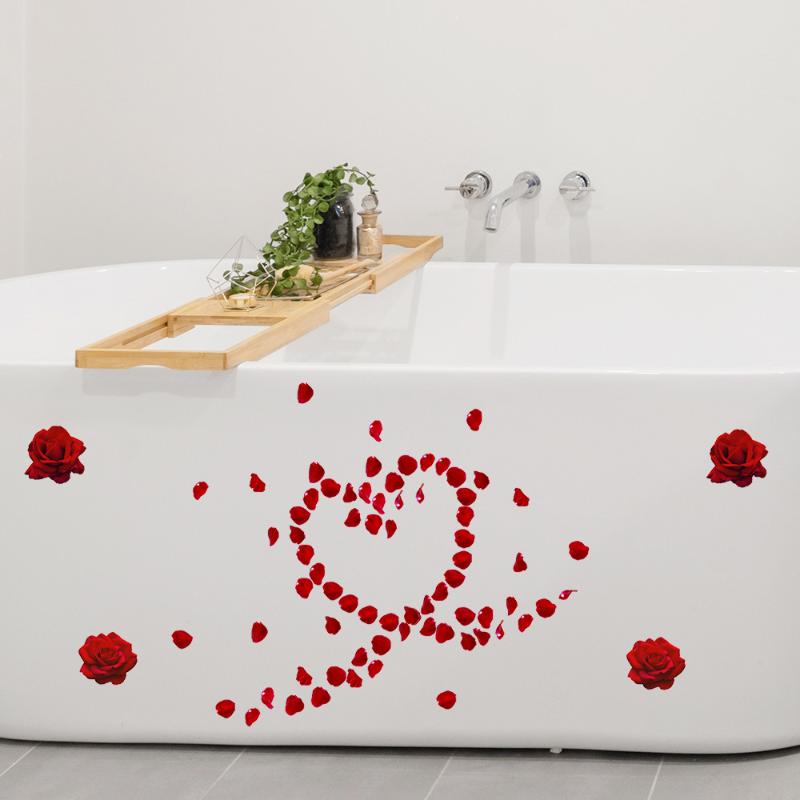 Floral Pattern Bathtub Appliques, Waterproof Non-Slip Bathtub Sticker, Bathtub Wall Decals, Bathroom Toilet Decorative Adhesive