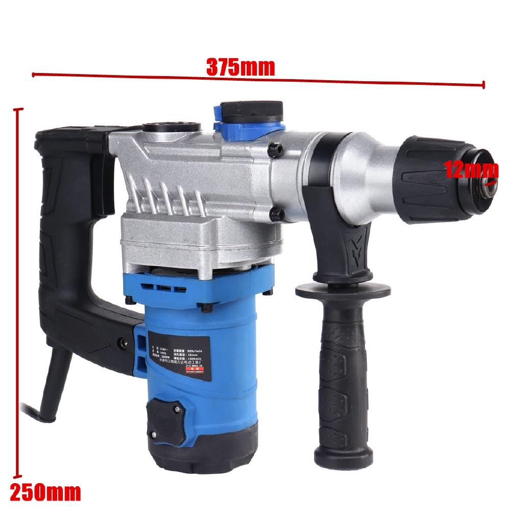 800rpm Electric Impact Demolition Hammer Drill Concrete Breaker Chisels 360Rotary AC 220V 50Hz 2000W