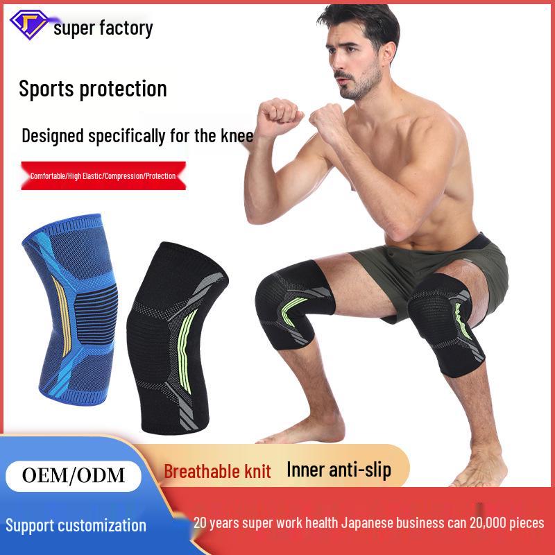 Unisex Knitted Fitness Jump Rope Protective Outdoor Leg Warmers, Non-slip Cycling and Running Breathable Sports Knee Pads.