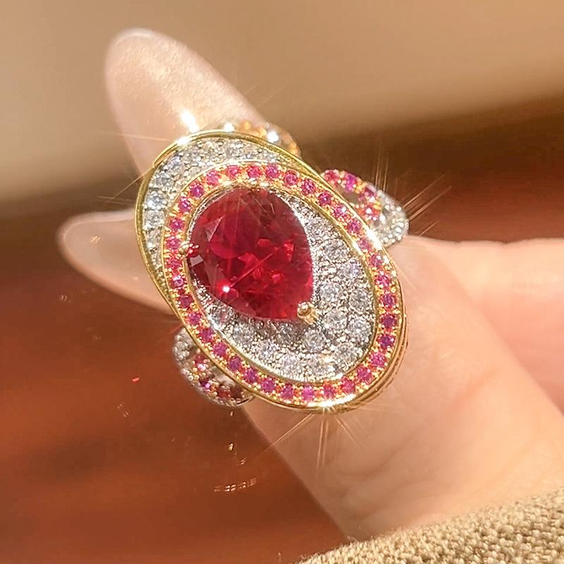Jewelry Ring Jewelry Color Treasure Red Corundum Premium Light Luxury Ladies Goods