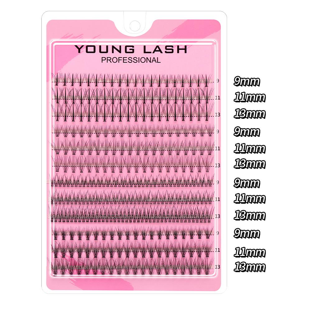 Накладные ресницы «Рыбий хвост», смешанные, большой объем - Одиночные пучки, горячее наращивание, сегментированный стиль манга