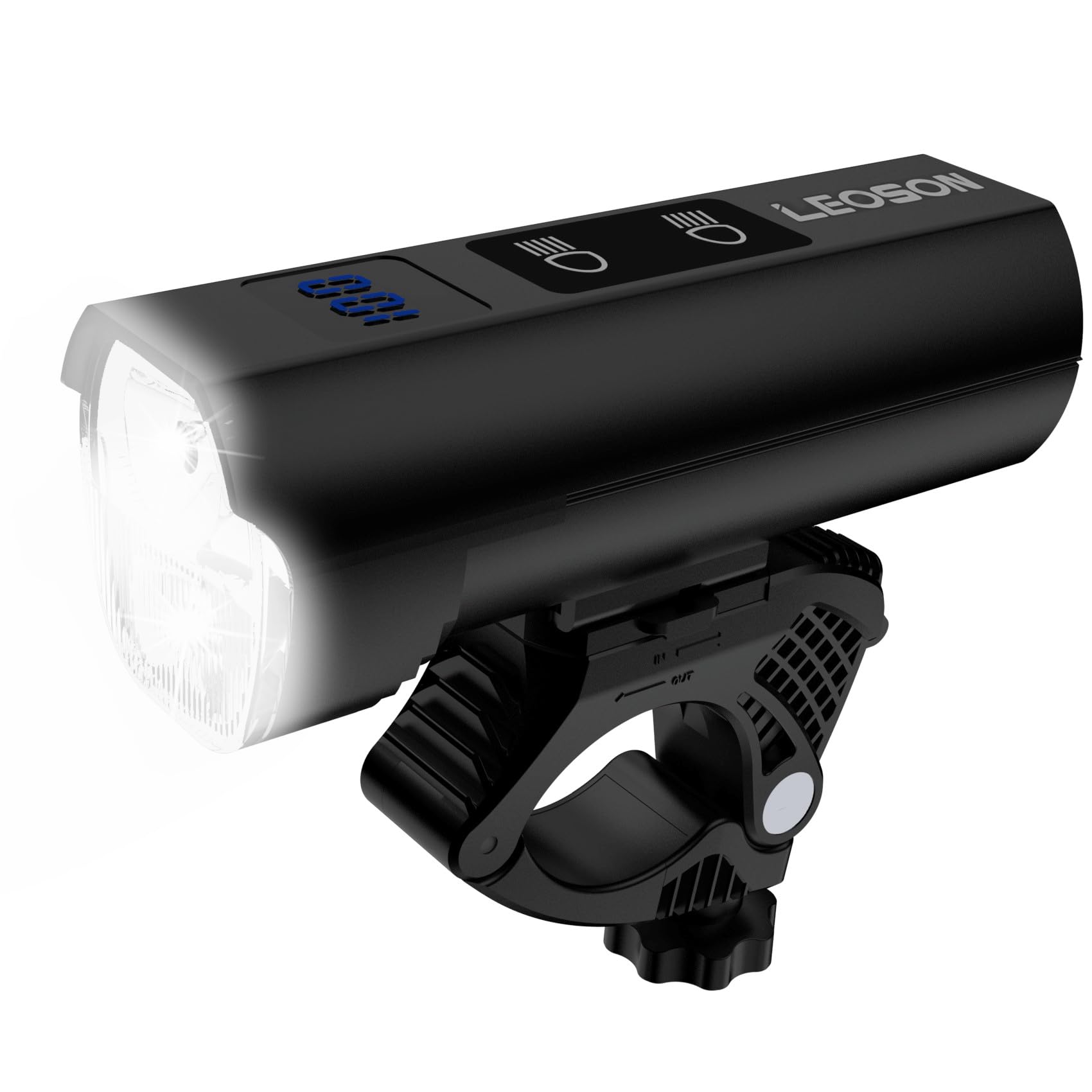 

LEOSON Bicycle 5000mAh Type C 13 Lighting White and Yellow Light Digital Battery Level 1500 for Road and Cross Aluminum Alloy Bicycle Headlight for чёрный