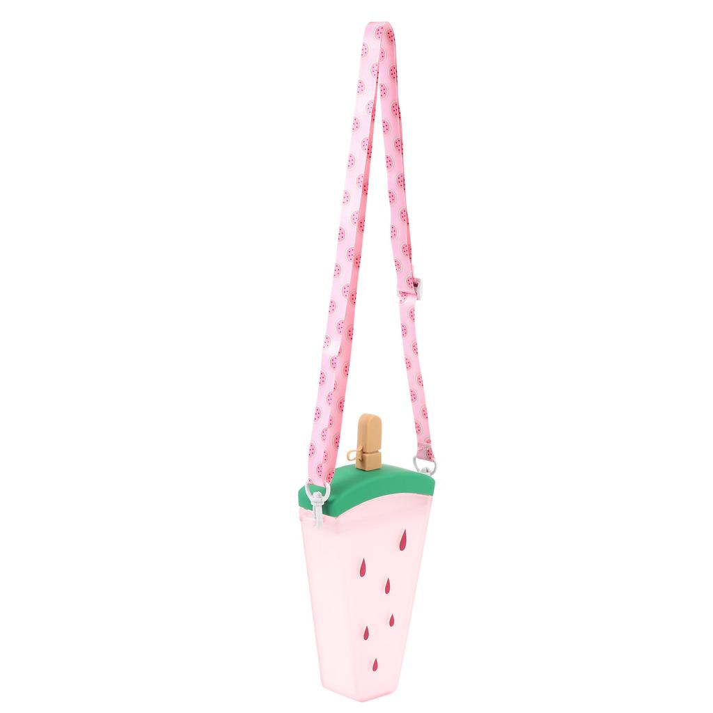 Ice Pop-Shaped Water Bottle Adorable Leakproof Outdoor Cold Beverage Cup Portable Drinking Straw Bottle with Strap