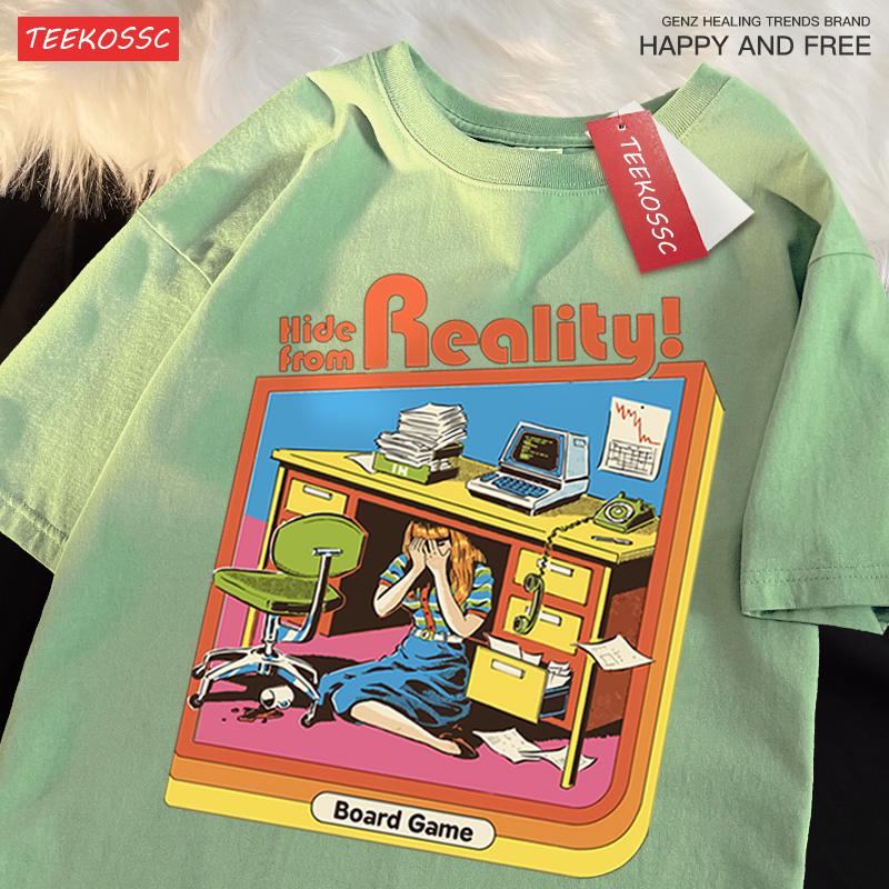 Hide From Reality Board Game Printing T Shirts Men Women Fashion Loose Cotton Tee Soft Summer Casual Oversized Tshirt Couple