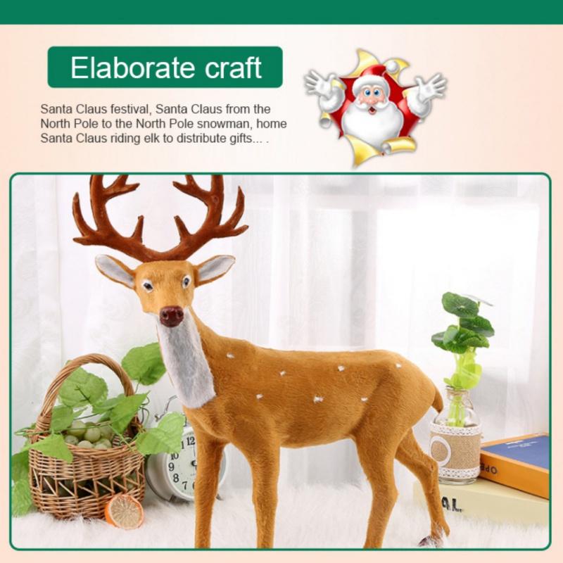 Simulation Plush Reindeer Standing Christmas Sika Deer Xmas Elk Holiday Reindeer Figures, Lifelike Stuffed 15/20/25/30/35cm