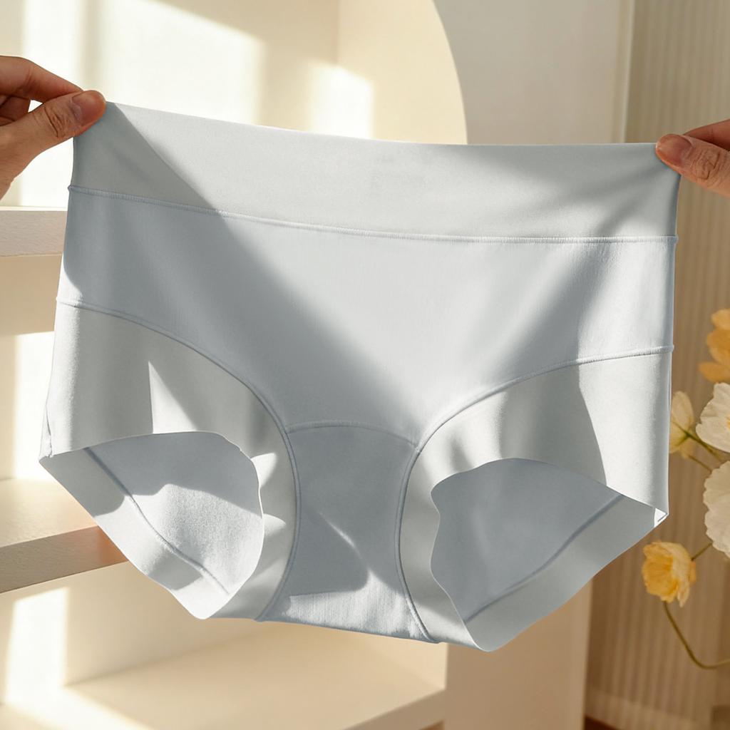 Women's Spring and Summer Pure Cotton Abdominal Non Trace Antibacterial Extended Middle and High Waist Underwear