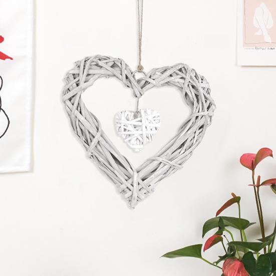 Heart Pendant Chic DIY Rattan Nordic Style Romantic Woven Pendant Ornament for Wedding