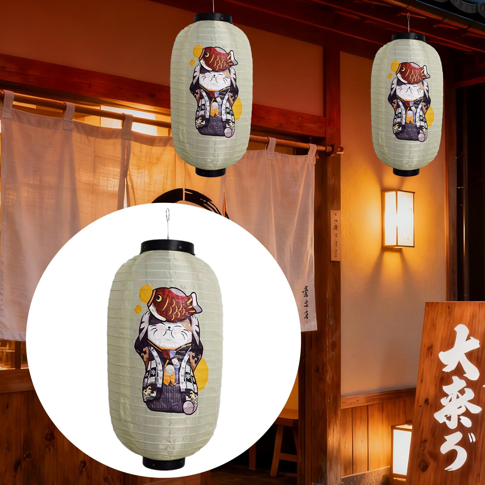 

Японский фонарь из ткани Многоцелевое подвесное украшение для паба, вечеринки, фестиваля Cat and Fish