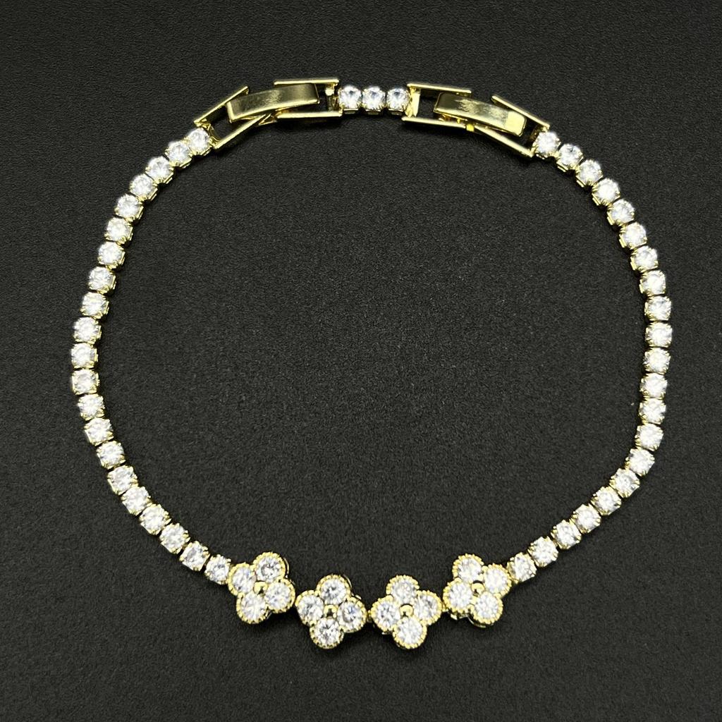 Fashion Zircon Four-Leaf Clover Tennis Bracelet - Luxury Hot Sale