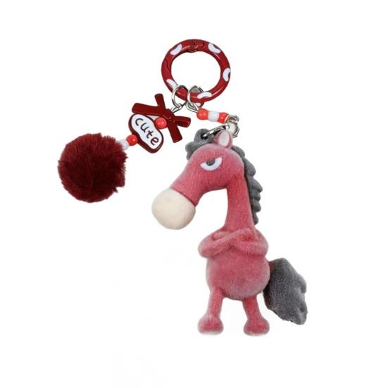 

Брелок Плюшевий Кінь Брелок для Ключів з Декором у Вигляді Хутряної Кульки Рік Коня Портативний Брелок для Рюкзака Сумки Ключовий Аксесуар червоний