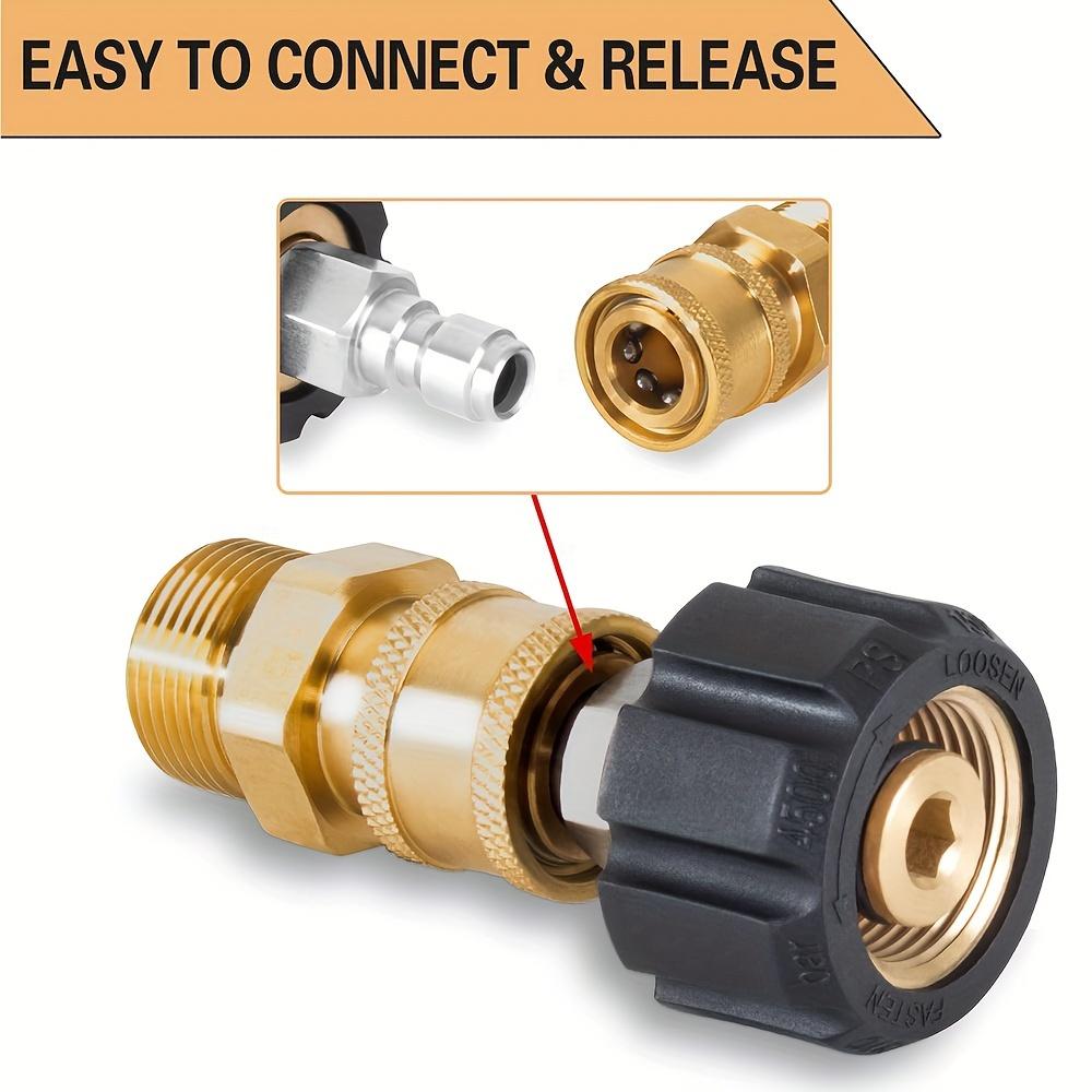 Brass Quick Connect Fittings M22 14mm to 1/4'' Quick Release Adapter Set - Pressure Washer Accessories
