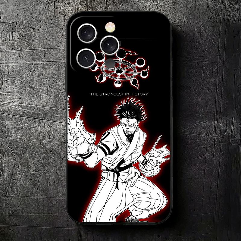 JUJUSU Anime Character Art Soft Phone Case for iPhone 16 16E 17 Air 15 Pro Max 14 Plus 13 Mini 11 12 7 Black Cover Back Shell