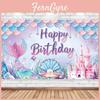 Toile de Fond d'Anniversaire Thème Sirène Pour Décoration de Fête d'Enfants Accessoire Photo